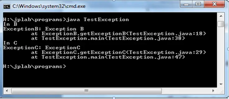 exception in java 