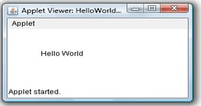 java applet program to display simple message