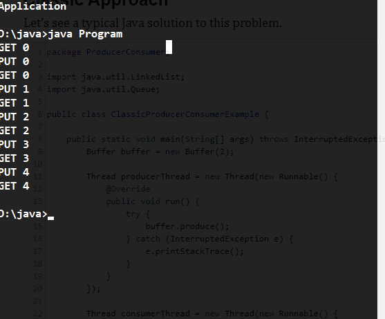 Producer Consumer Problem in Java Using Threads