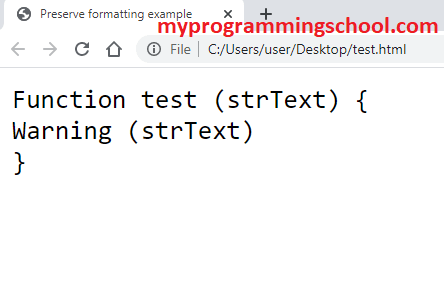 Pre Tag in HTML Example