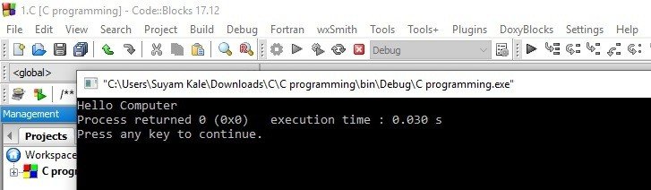 Execute your first C program