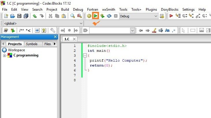 Use Codeblocks to write your first C program
